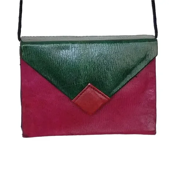 Vintage Multi Royal Colored Leather Mini Crossbody Bag Made in Tokyo - Picture 3 of 13